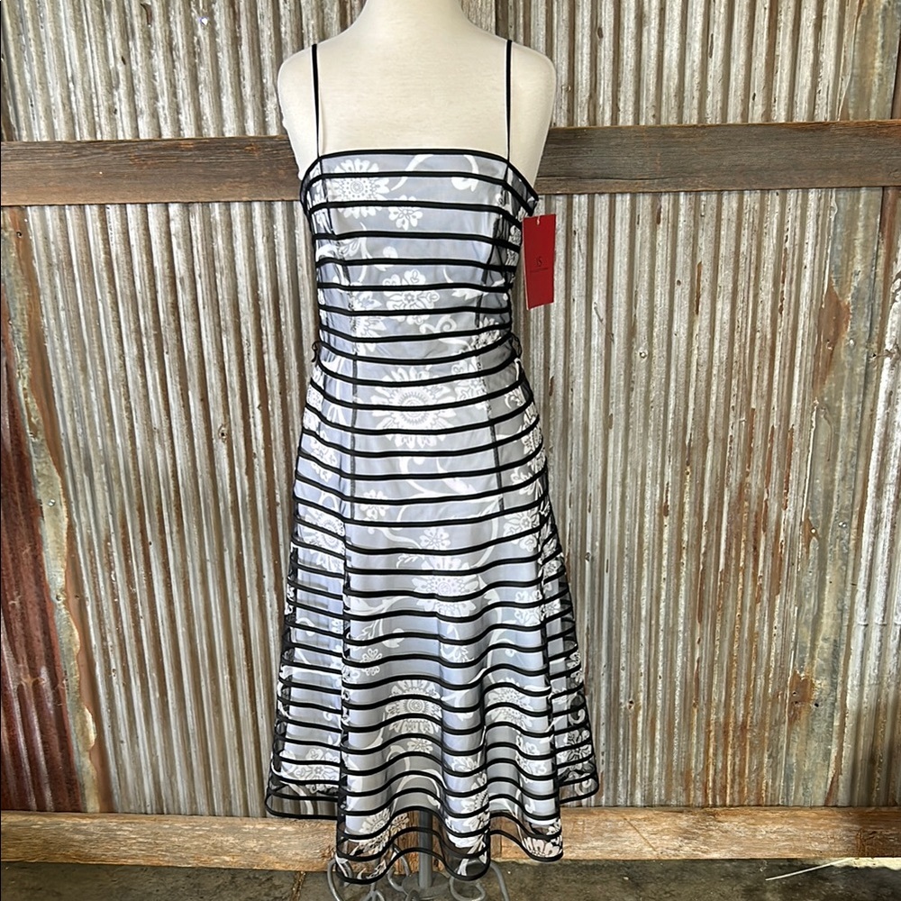 JS Collections Black and White Spaghetti Strap Dress